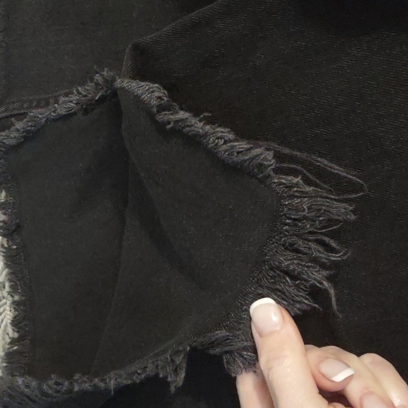 Free people mid-rise vintage black frayed distressed hemline new denim Jeans 25 - Picture 10 of 10